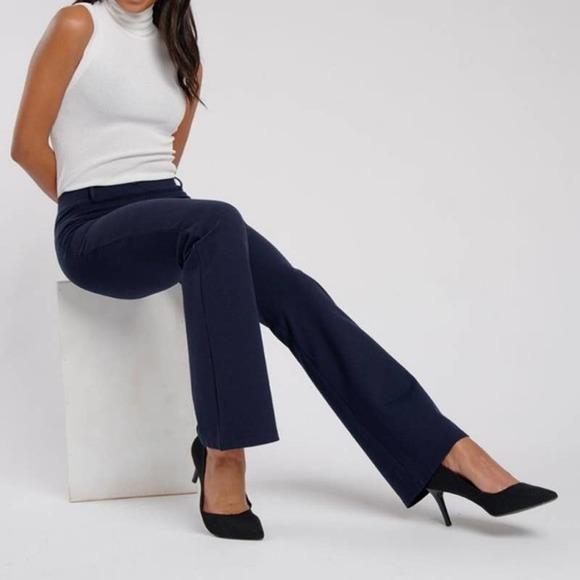Betabrand Classic Dress Pant Yoga Pants Boot Cut Navy Blue Size‎ Medium Business - Picture 3 of 15